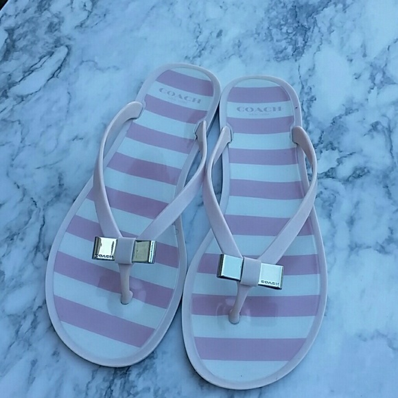 Coach Shoes - Coach Blush Pink Stripe Jelly Sandals
